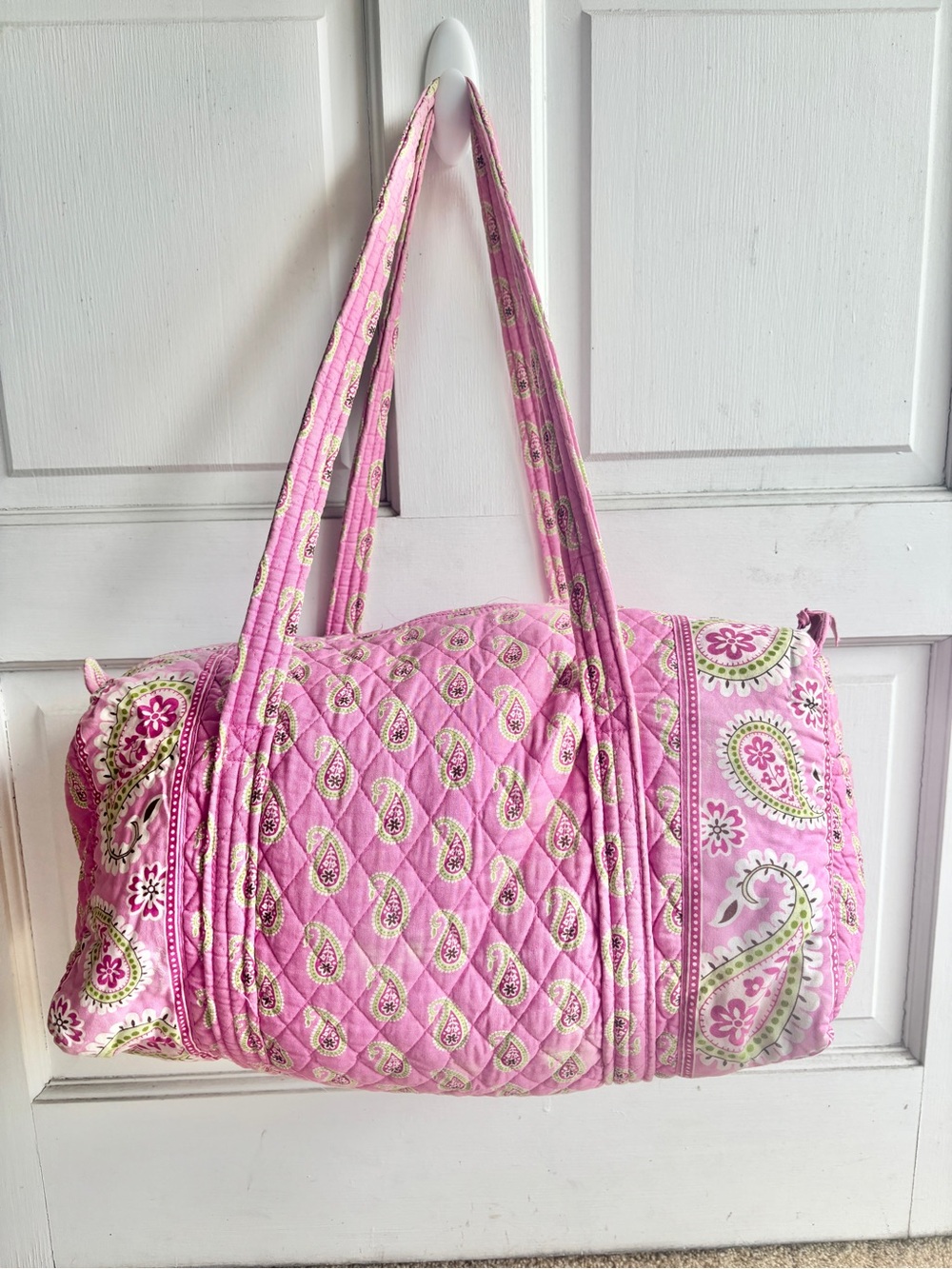 💖 Vera Bradley Bermuda Pink Small Duffel Bag Retired Paisley Print Quilted Y2K - Picture 4 of 11